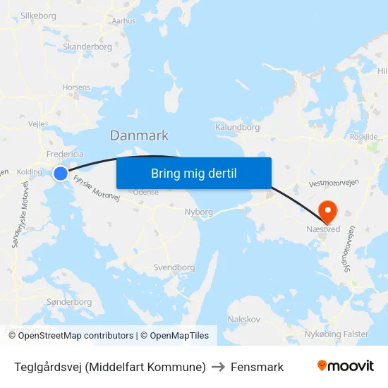 Teglgårdsvej (Middelfart Kommune) to Fensmark map