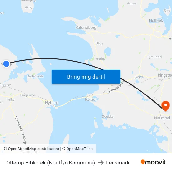 Otterup Bibliotek (Nordfyn Kommune) to Fensmark map