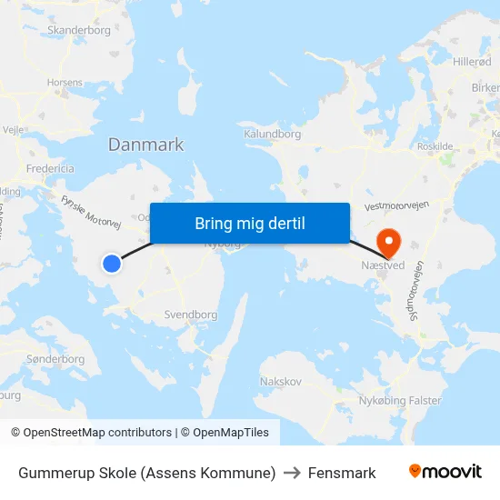 Gummerup Skole (Assens Kommune) to Fensmark map