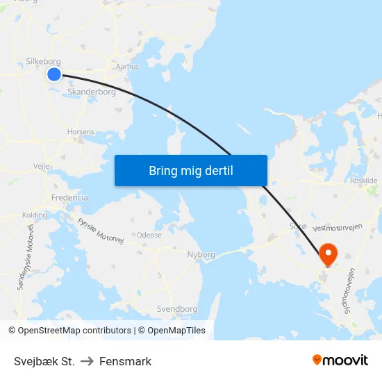 Svejbæk St. to Fensmark map
