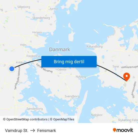 Vamdrup St. to Fensmark map