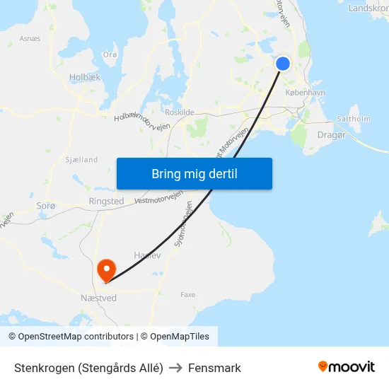 Stenkrogen (Stengårds Allé) to Fensmark map