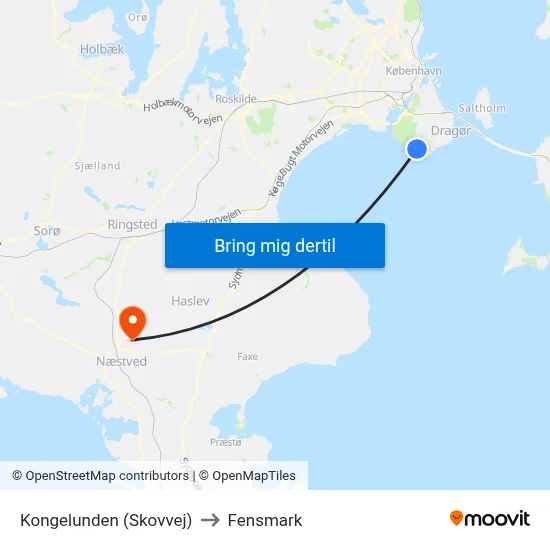 Kongelunden (Skovvej) to Fensmark map