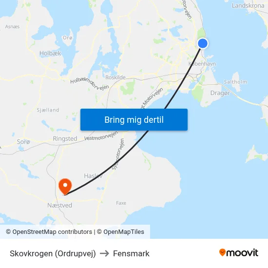 Skovkrogen (Ordrupvej) to Fensmark map