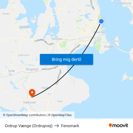 Ordrup Vænge (Ordrupvej) to Fensmark map