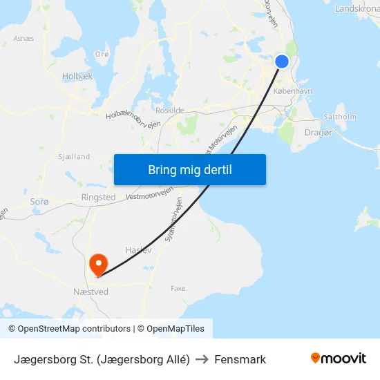 Jægersborg St. (Jægersborg Allé) to Fensmark map