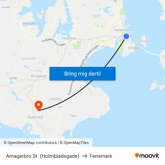 Amagerbro St. (Holmbladsgade) to Fensmark map