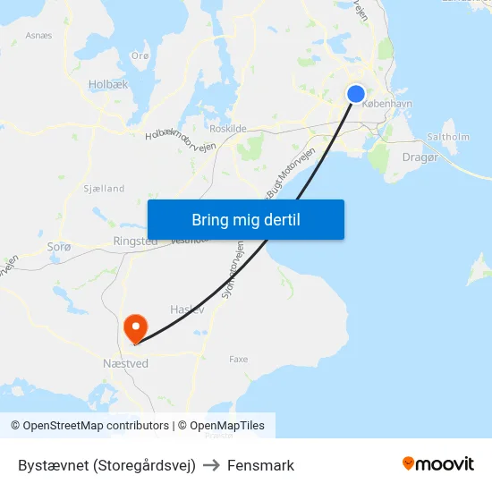 Bystævnet (Storegårdsvej) to Fensmark map