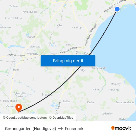 Grønnegården (Hundigevej) to Fensmark map