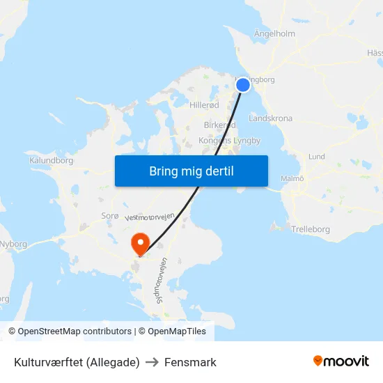 Kulturværftet (Allegade) to Fensmark map