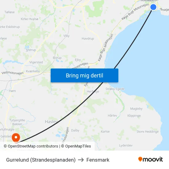 Gurrelund (Strandesplanaden) to Fensmark map