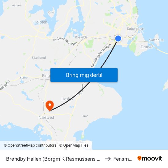 Brøndby Hallen (Borgm K Rasmussens Blvd) to Fensmark map