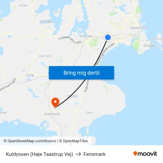 Kuldyssen (Høje Taastrup Vej) to Fensmark map