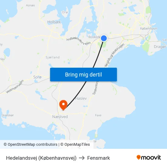 Hedelandsvej (Københavnsvej) to Fensmark map