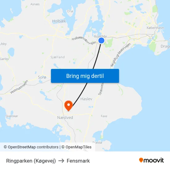 Ringparken (Køgevej) to Fensmark map