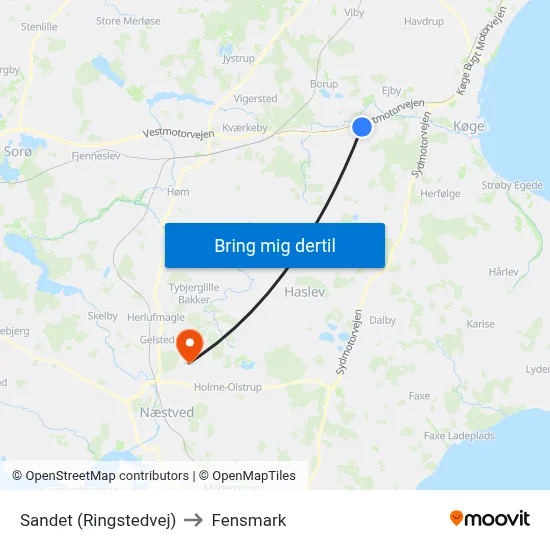 Sandet (Ringstedvej) to Fensmark map