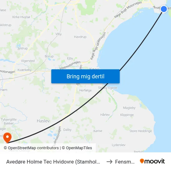 Avedøre Holme Tec Hvidovre (Stamholmen) to Fensmark map