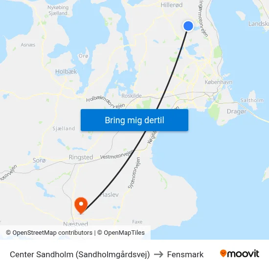 Center Sandholm (Sandholmgårdsvej) to Fensmark map