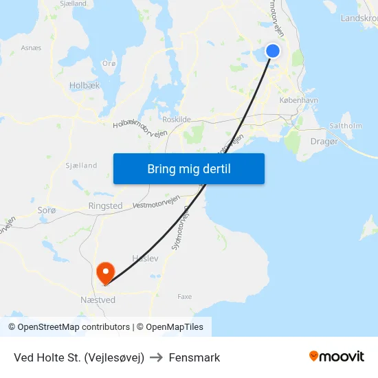 Ved Holte St. (Vejlesøvej) to Fensmark map