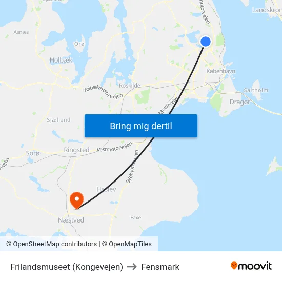 Frilandsmuseet (Kongevejen) to Fensmark map
