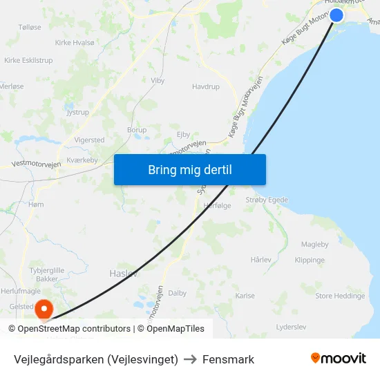 Vejlegårdsparken (Vejlesvinget) to Fensmark map