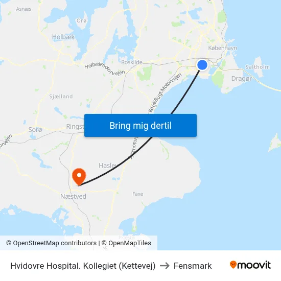 Hvidovre Hospital. Kollegiet (Kettevej) to Fensmark map