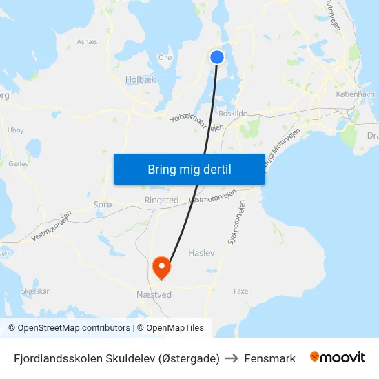 Fjordlandsskolen Skuldelev (Østergade) to Fensmark map