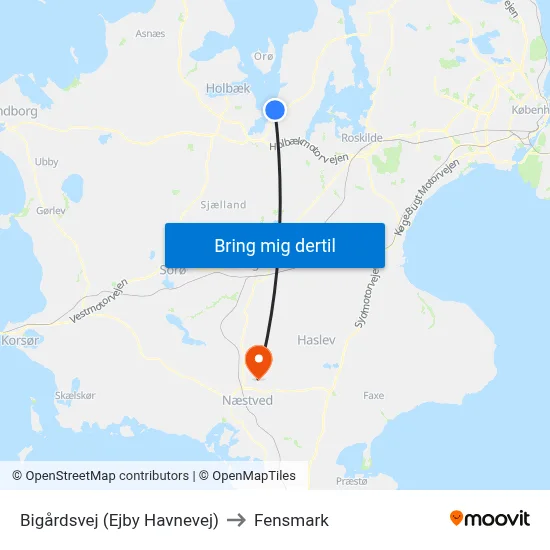 Bigårdsvej (Ejby Havnevej) to Fensmark map