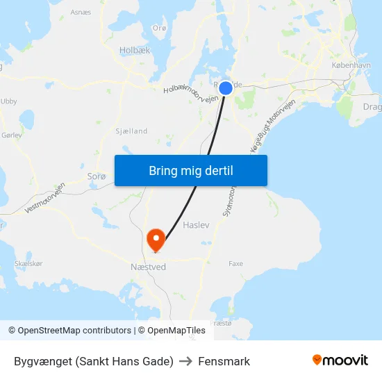Bygvænget (Sankt Hans Gade) to Fensmark map