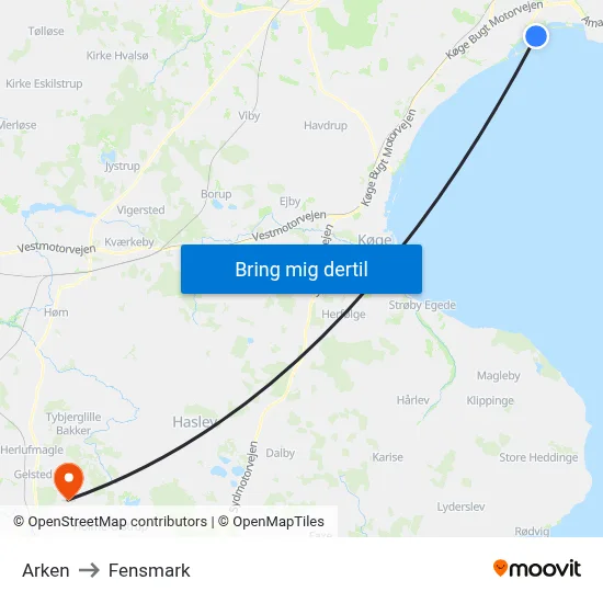Arken to Fensmark map