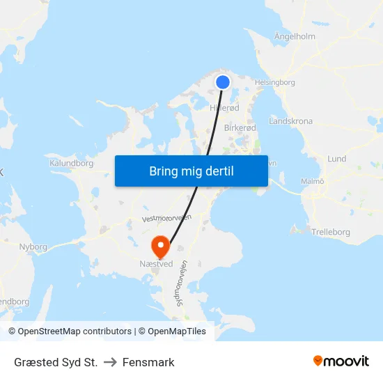 Græsted Syd St. to Fensmark map