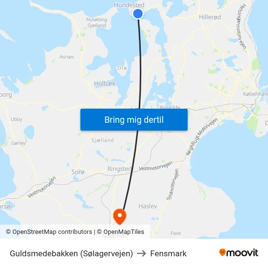 Guldsmedebakken (Sølagervejen) to Fensmark map