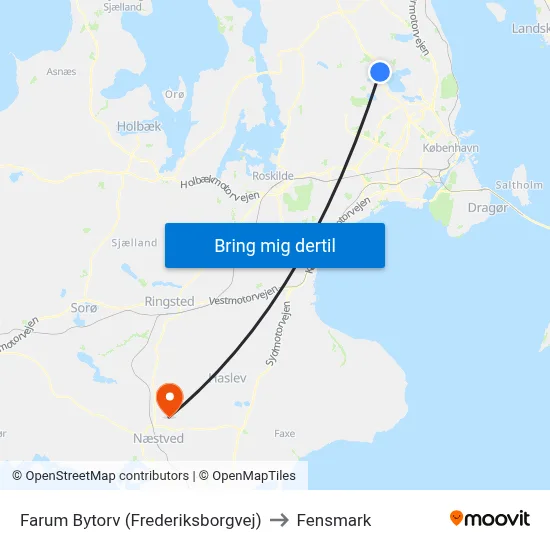 Farum Bytorv (Frederiksborgvej) to Fensmark map