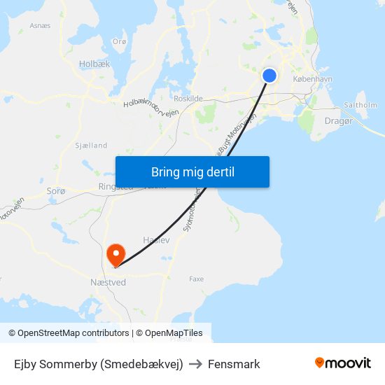 Ejby Sommerby (Smedebækvej) to Fensmark map