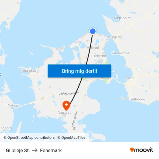 Gilleleje St. to Fensmark map