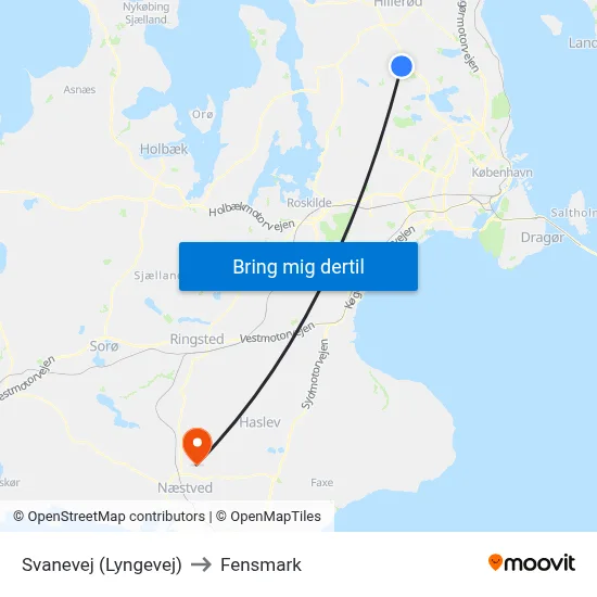 Svanevej (Lyngevej) to Fensmark map