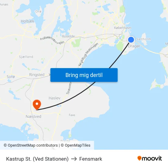 Kastrup St. (Ved Stationen) to Fensmark map