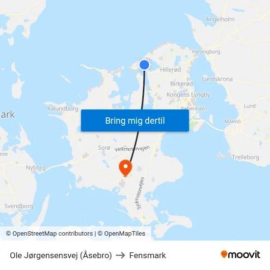 Ole Jørgensensvej (Åsebro) to Fensmark map