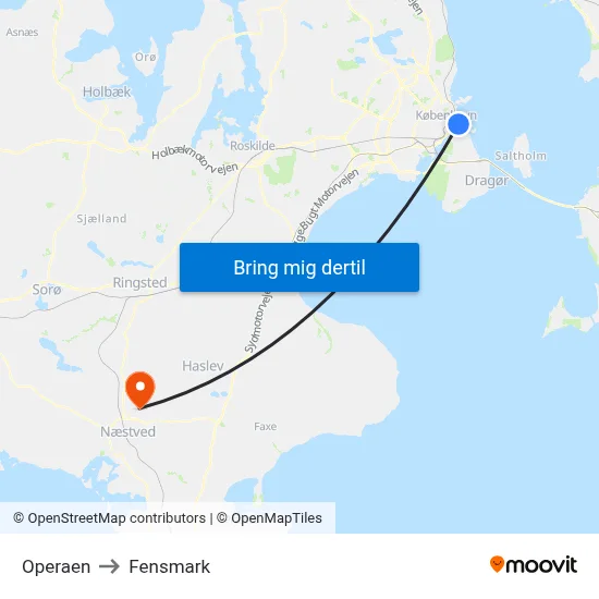 Operaen to Fensmark map