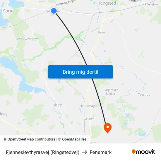 Fjenneslevthyrasvej (Ringstedvej) to Fensmark map