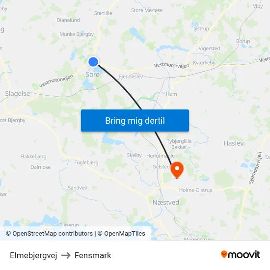 Elmebjergvej to Fensmark map