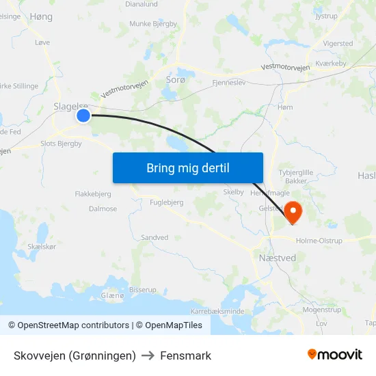 Skovvejen (Grønningen) to Fensmark map