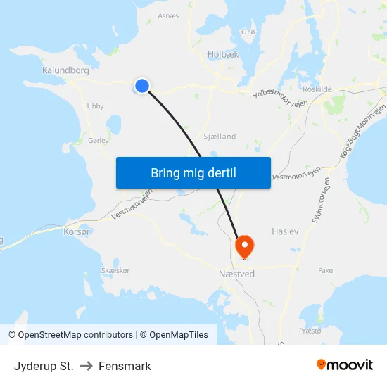 Jyderup St. to Fensmark map