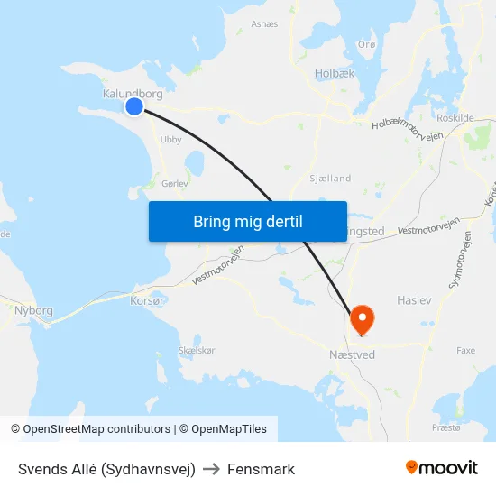 Svends Allé (Sydhavnsvej) to Fensmark map