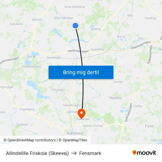Allindelille Friskole (Skeevej) to Fensmark map