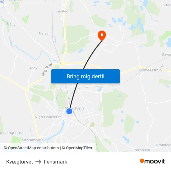 Kvægtorvet to Fensmark map