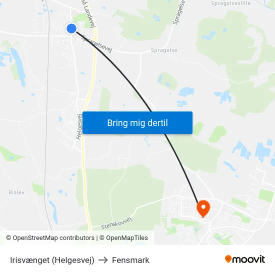 Irisvænget (Helgesvej) to Fensmark map