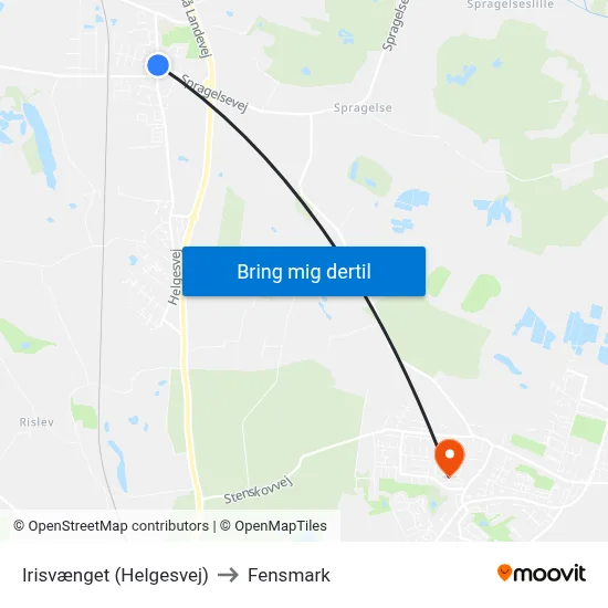 Irisvænget (Helgesvej) to Fensmark map