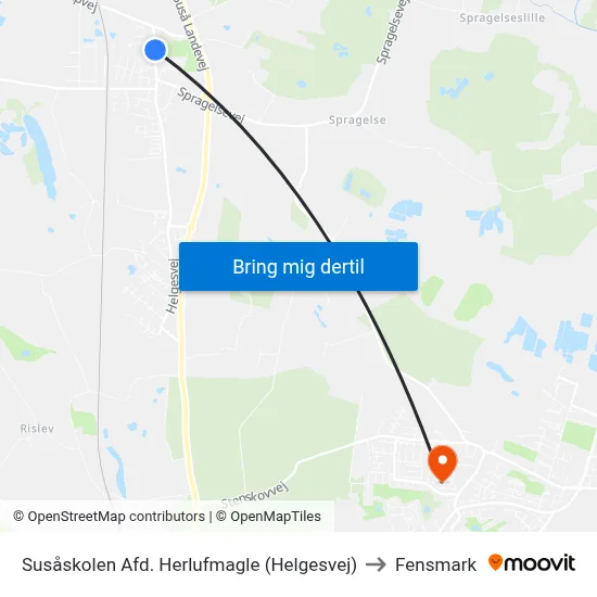Susåskolen Afd. Herlufmagle (Helgesvej) to Fensmark map