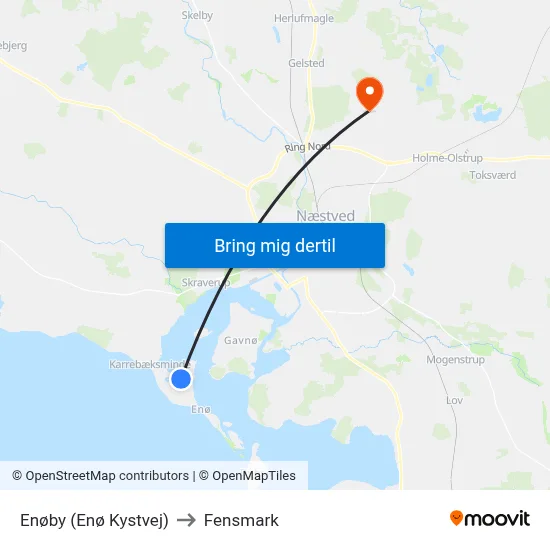 Enøby (Enø Kystvej) to Fensmark map